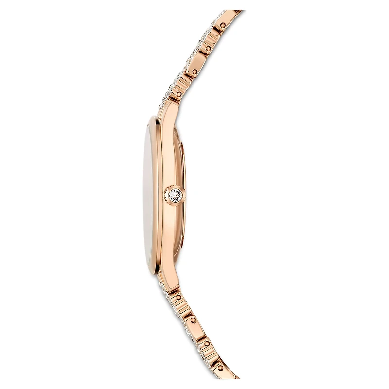 Attract watch, Swiss Made, Pavé, Metal bracelet, Rose gold tone, Rose gold-tone finish by SWAROVSKI