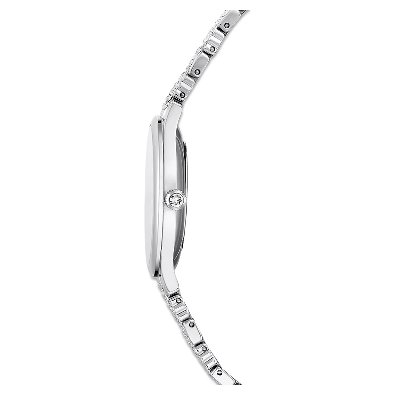 Attract watch, Swiss Made, Pavé, Metal bracelet, Silver tone, Stainless steel by SWAROVSKI