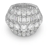 Hyperbola cocktail ring, Mixed cuts, White, Rhodium plated