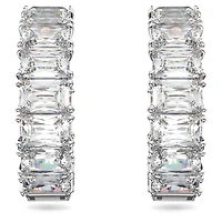 Matrix hoop earrings, Octagon cut, White, Rhodium plated by SWAROVSKI