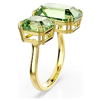 Millenia open ring, Octagon cut, Green, 18K gold finish