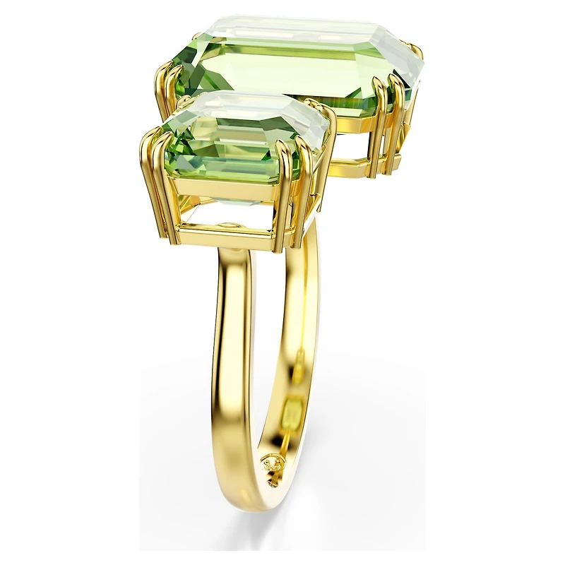 Millenia open ring, Octagon cut, Green, Gold-tone plated by SWAROVSKI