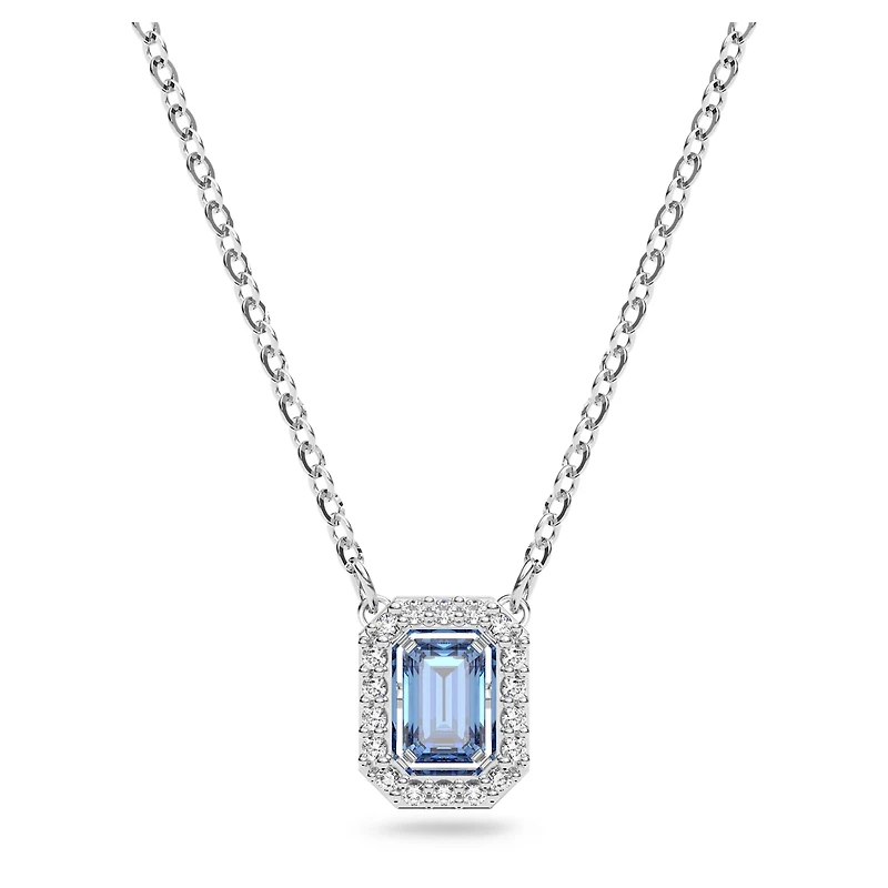 Una necklace, Octagon cut, Blue, Rhodium plated by SWAROVSKI