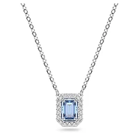 Una necklace, Octagon cut, Blue, Rhodium plated by SWAROVSKI