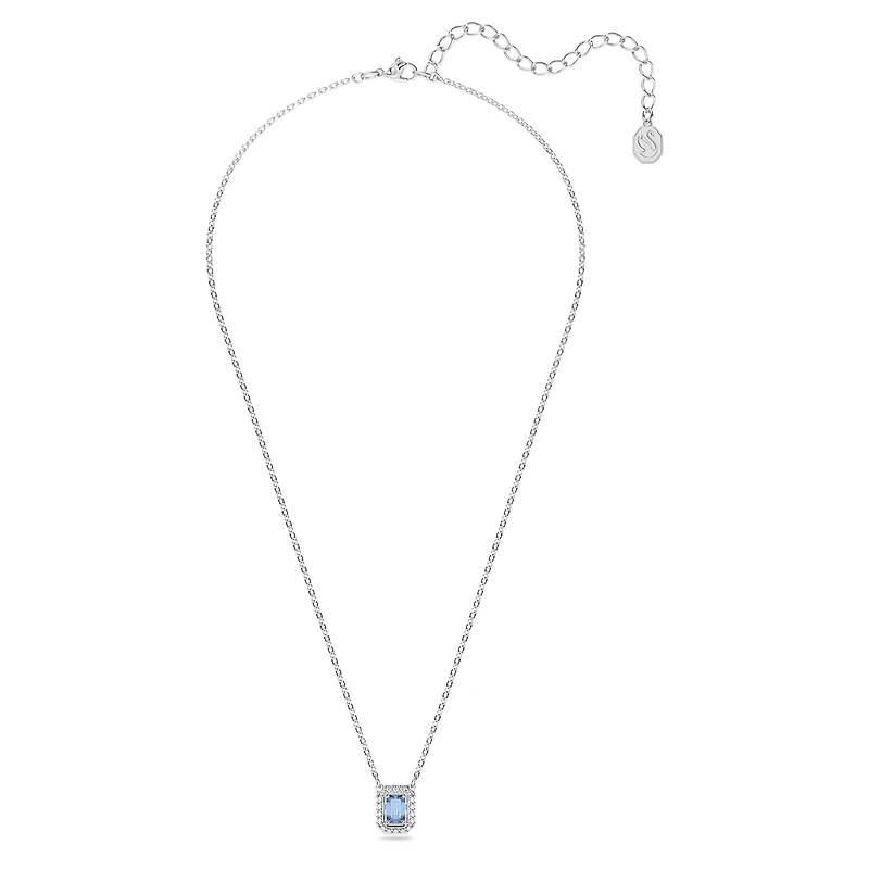 Una necklace, Octagon cut, Blue, Rhodium plated by SWAROVSKI