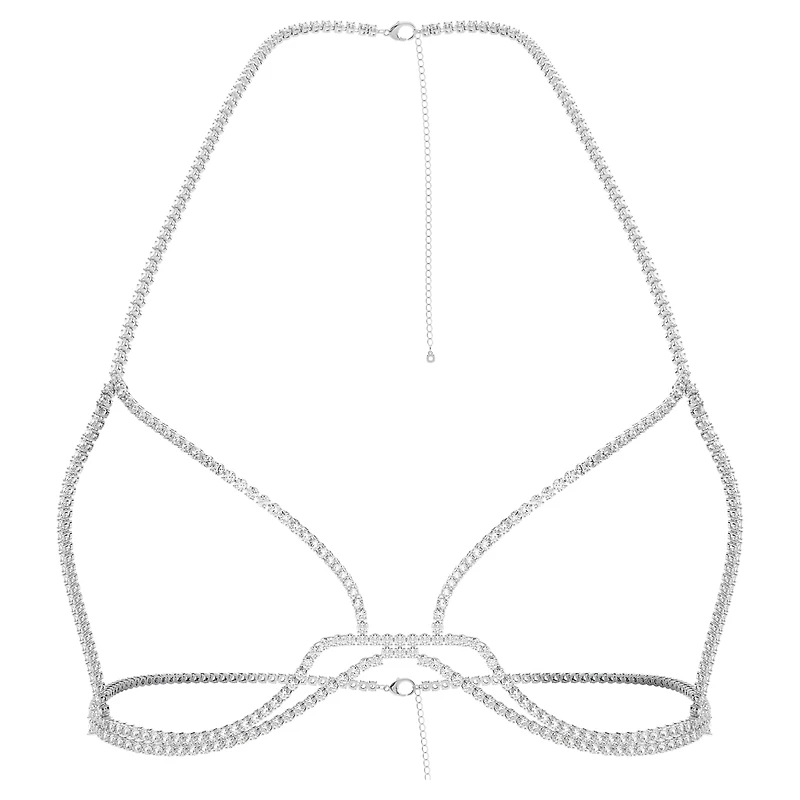 Millenia body chain, Round cut, White, Rhodium plated by SWAROVSKI