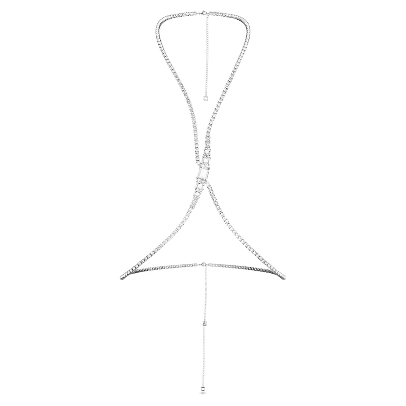 Millenia body chain, Square cut, White, Rhodium plated by SWAROVSKI