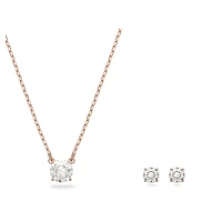 Stilla Attract set, Round cut, White, Rose gold-tone plated by SWAROVSKI