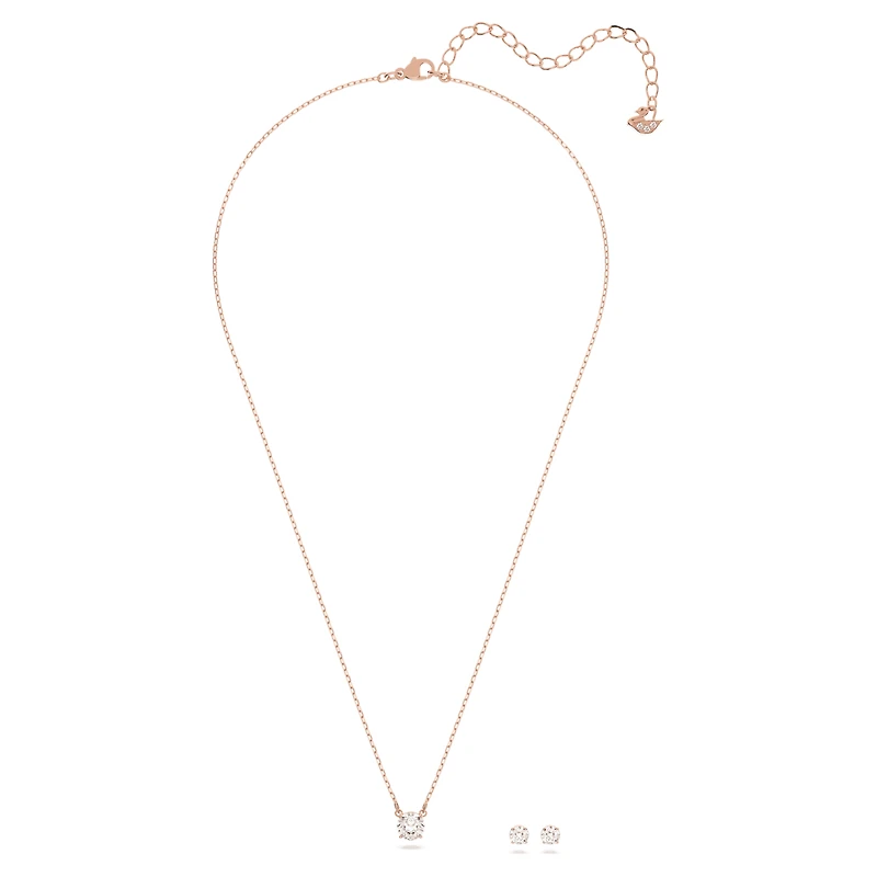 Stilla Attract set, Round cut, White, 18K rose gold finish