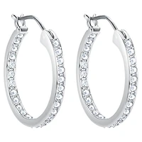 Sommerset hoop earrings, White, Rhodium plated by SWAROVSKI