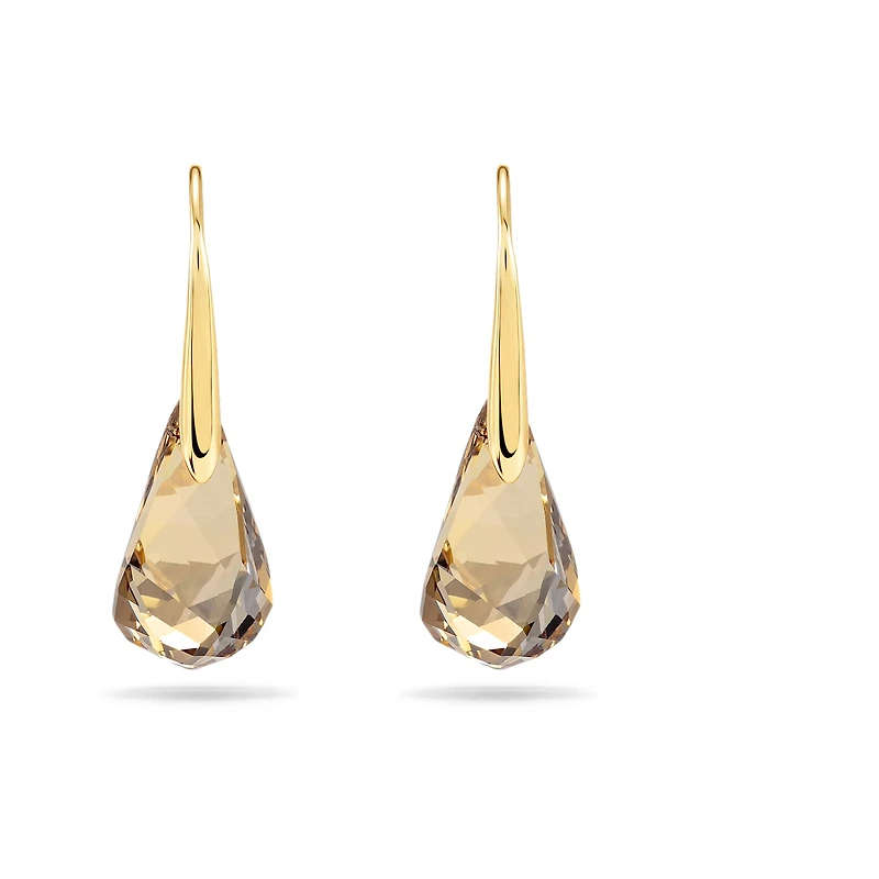 Energic drop earrings, Brown, 18K gold finish