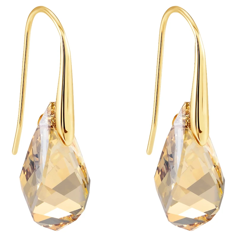 Energic drop earrings, Brown, 18K gold finish
