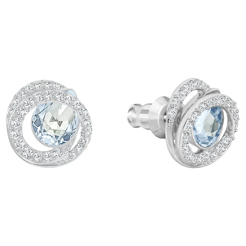 Generation stud earrings, Pear shape, Blue, Rhodium plated by SWAROVSKI
