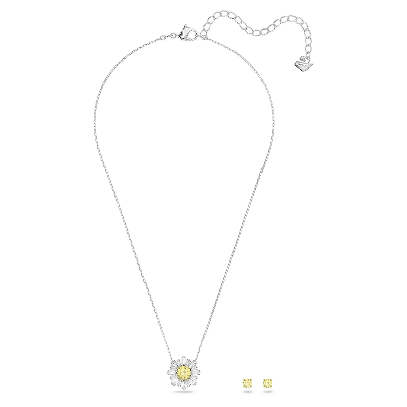 Idyllia set, Mixed cuts, Sun, Yellow, Mixed metal finish by SWAROVSKI