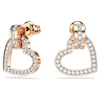 Lovely stud earrings, Heart, White, Rose gold-tone plated by SWAROVSKI