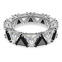 Ortyx cocktail ring, Triangle cut, Black, Rhodium plated by SWAROVSKI
