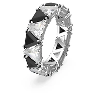 Ortyx cocktail ring, Triangle cut, Black, Rhodium plated by SWAROVSKI