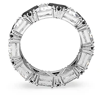 Ortyx cocktail ring, Triangle cut, Black, Rhodium plated by SWAROVSKI