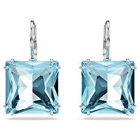 Millenia drop earrings, Square cut, Blue, Rhodium plated by SWAROVSKI