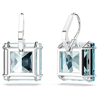Millenia drop earrings, Square cut, Blue, Rhodium plated by SWAROVSKI