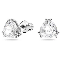 Millenia stud earrings, Trilliant cut, White, Rhodium plated by SWAROVSKI