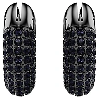 Dextera hoop earrings, Small, Black, Ruthenium plated by SWAROVSKI