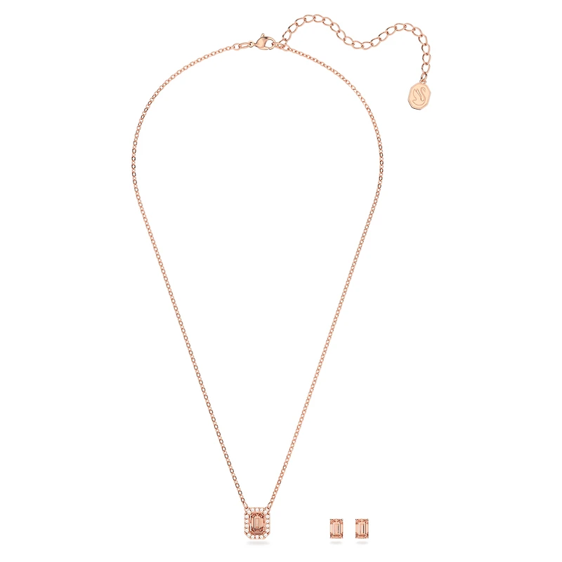Una Angelic set, Octagon cut, Pink, Rose gold-tone plated by SWAROVSKI