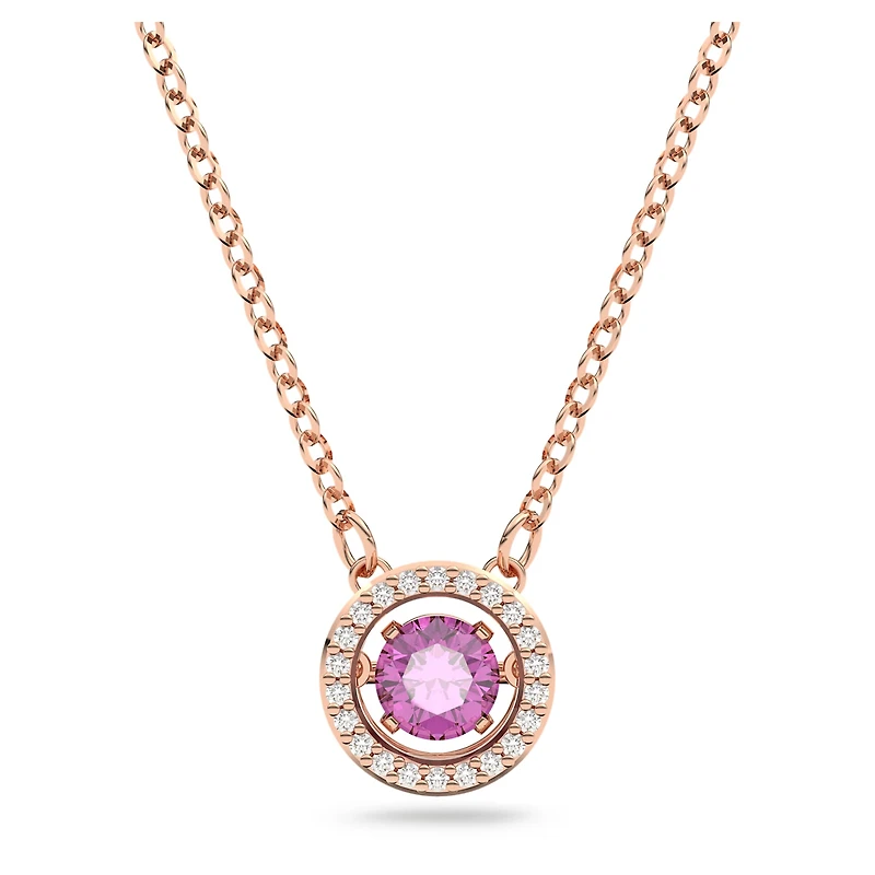 Una pendant, Round cut, Long, Purple, 18K rose gold finish