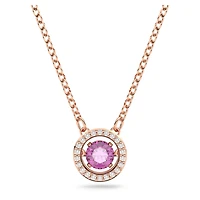Una pendant, Round cut, Long, Purple, 18K rose gold finish