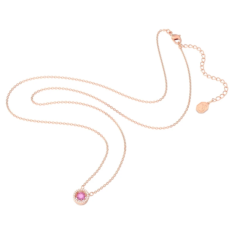 Una pendant, Round cut, Long, Purple, 18K rose gold finish