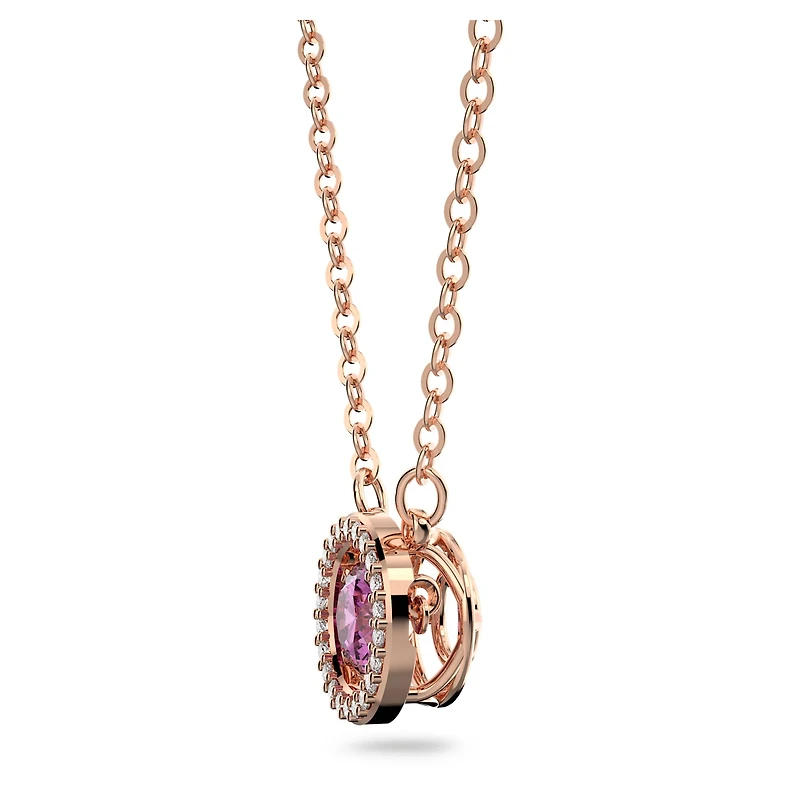 Una pendant, Round cut, Long, Purple, 18K rose gold finish