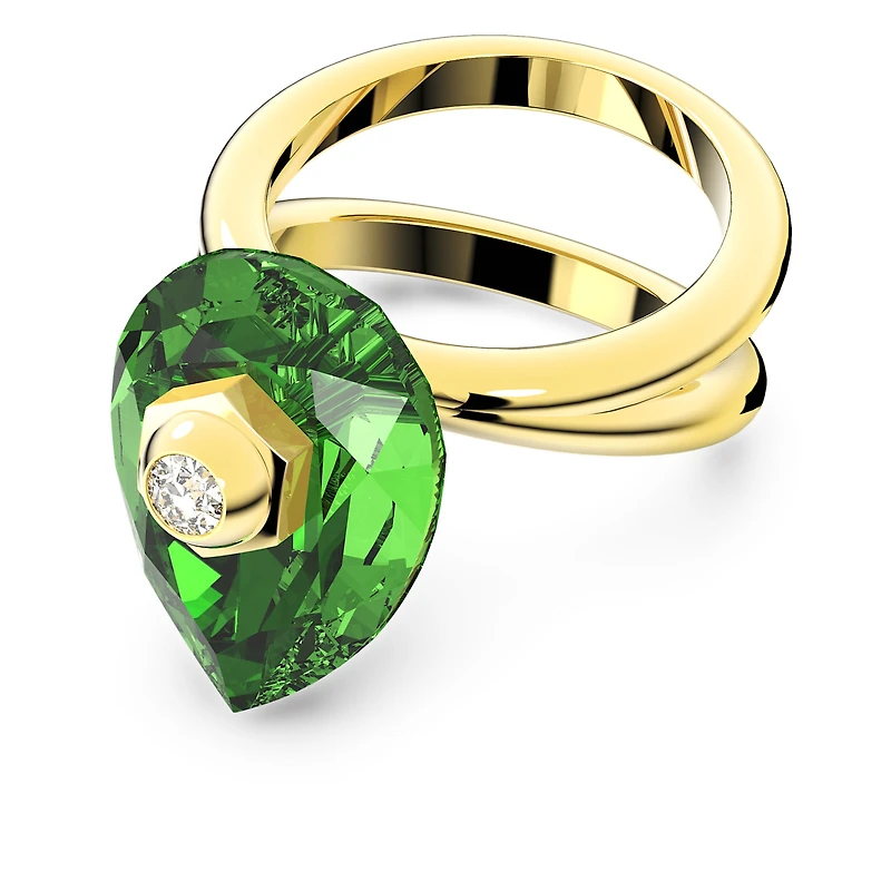 Numina ring, Pear cut, Green, Gold-tone plated by SWAROVSKI
