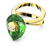 Numina ring, Pear cut, Green, Gold-tone plated by SWAROVSKI