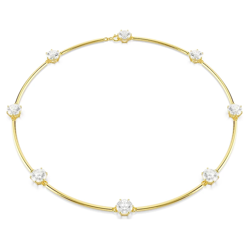Constella choker, Round cut, White, Shiny gold-tone plated by SWAROVSKI