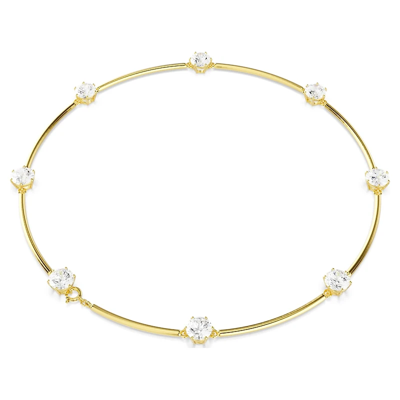 Constella choker, Round cut, White, Shiny gold-tone plated by SWAROVSKI