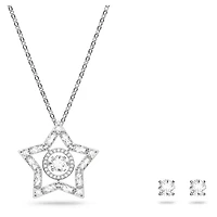 Stella set, Mixed cuts, Star, White, Rhodium plated by SWAROVSKI