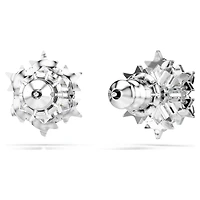 Magic stud earrings, Snowflake, White, Rhodium plated by SWAROVSKI