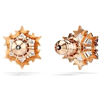 Magic stud earrings, Snowflake, White, 18K rose gold finish