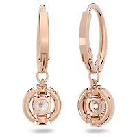 Una drop earrings, Round cut, Pavé, White, 18K rose gold finish