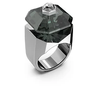 Numina cocktail ring, Octagon cut, Black, Ruthenium plated by SWAROVSKI