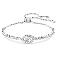 Matrix bracelet, Evil eye, White, Rhodium plated by SWAROVSKI