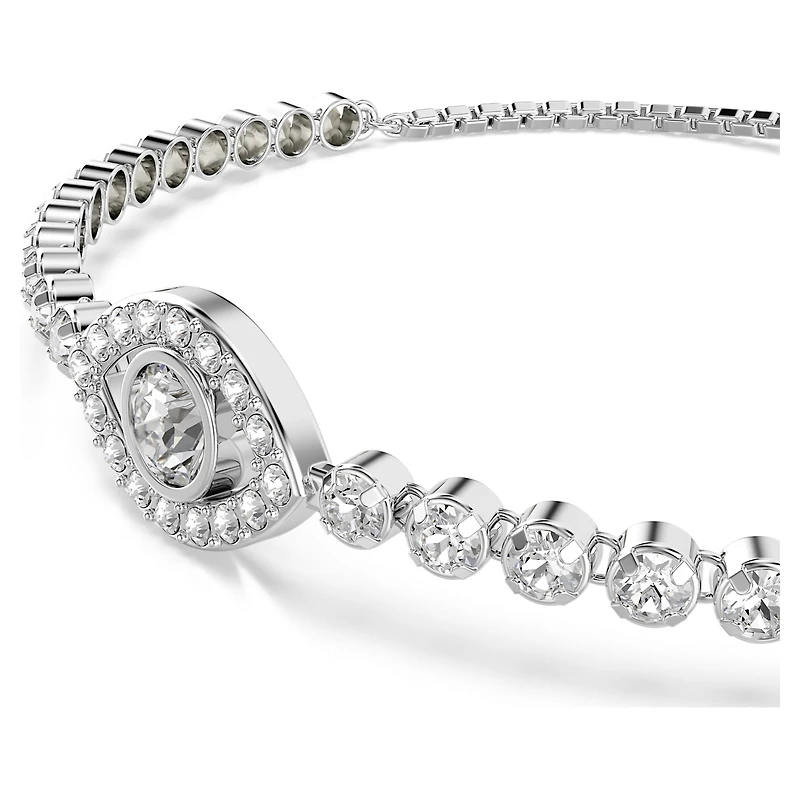 Matrix bracelet, Evil eye, White, Rhodium plated by SWAROVSKI