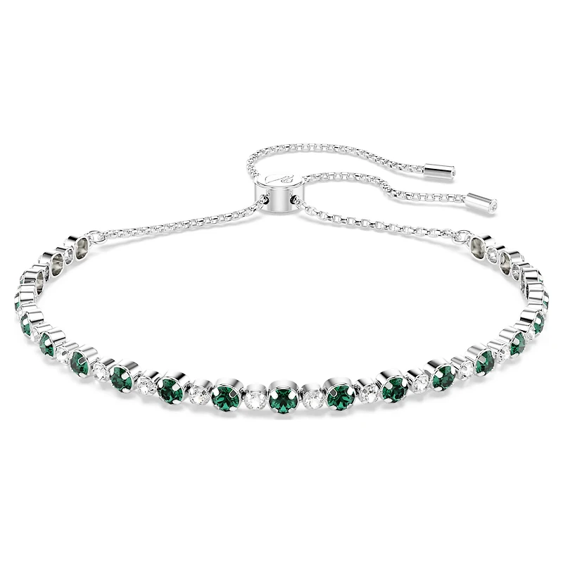 Matrix bracelet, Round cut, Green, Rhodium plated by SWAROVSKI