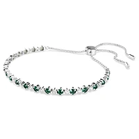 Matrix bracelet, Round cut, Green, Rhodium plated by SWAROVSKI