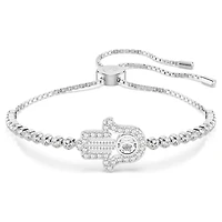 Matrix bracelet, Hand, White, Rhodium plated by SWAROVSKI