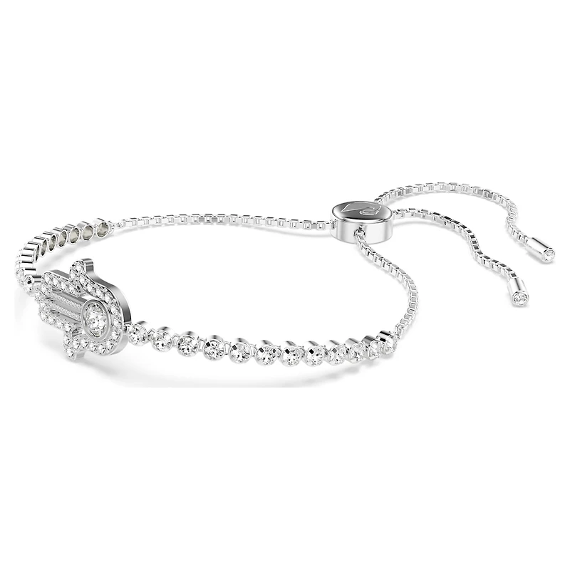Matrix bracelet, Hand, White, Rhodium plated by SWAROVSKI