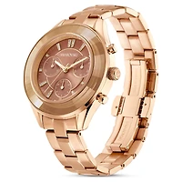 Octea lux sport watch, Swiss Made, Metal bracelet, Brown, Gold-tone finish by SWAROVSKI
