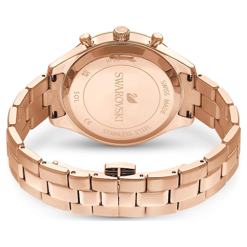 Octea lux sport watch, Swiss Made, Metal bracelet, Red, Rose gold-tone finish by SWAROVSKI