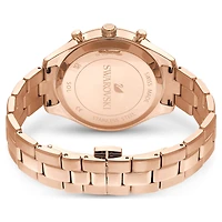 Octea lux sport watch, Swiss Made, Metal bracelet, Red, Rose gold-tone finish by SWAROVSKI