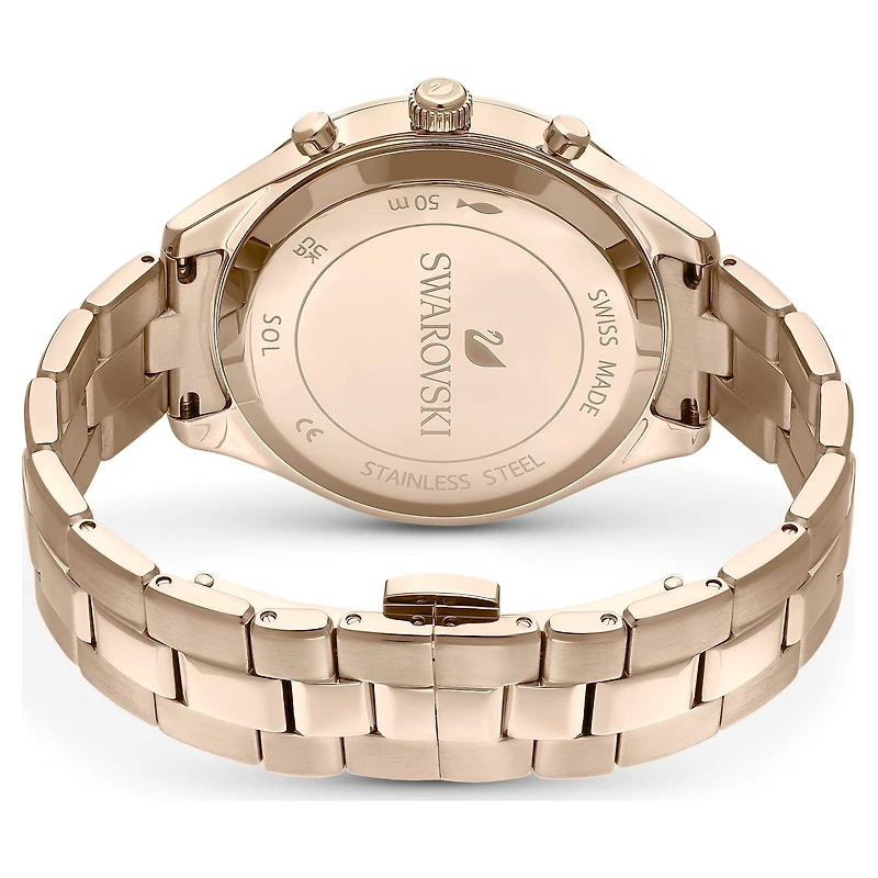Octea lux sport watch, Swiss Made, Metal bracelet, Blue, Champagne gold-tone finish by SWAROVSKI